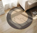 Round Braided Area Rug, Beige and Gray, Woven Circle Carpet for Bedroom Living Room
