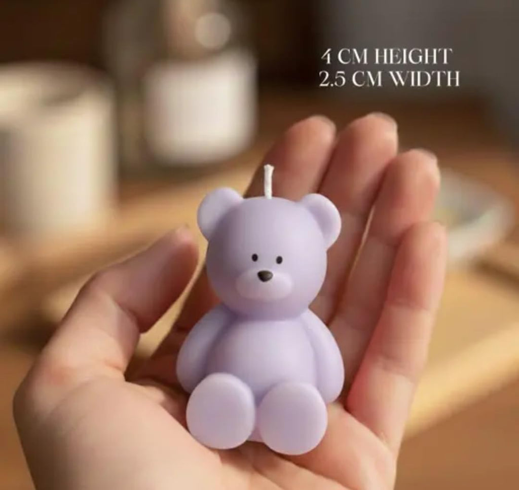 Teddy Bear Shaped Candles, Pink and Purple, Decorative Home Decor, Cute Aesthetic Design