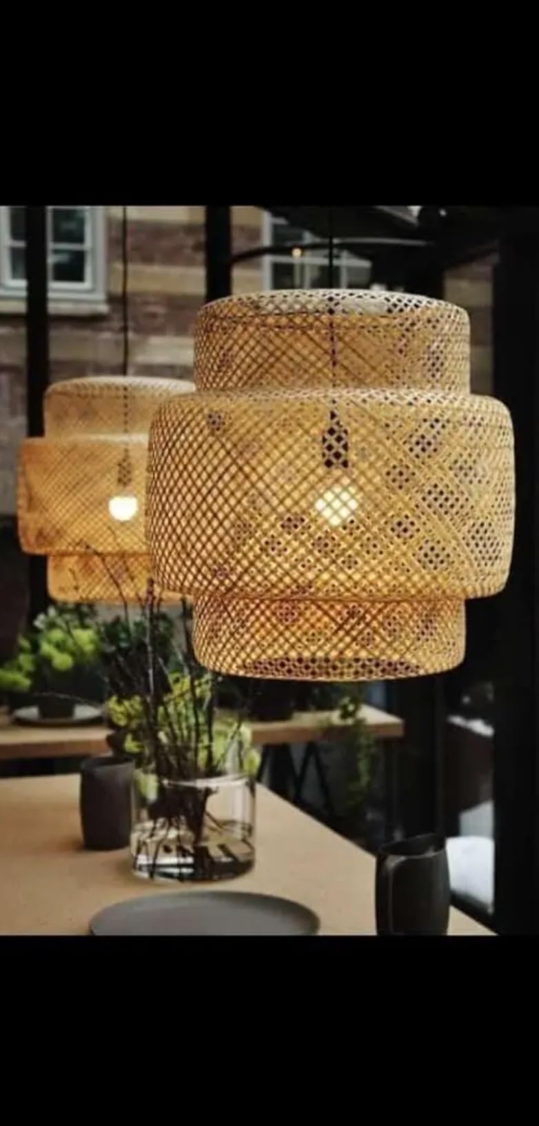 Bamboo Woven Pendant Light, Natural Rattan Shade, Warm Ambient Lighting, Asian Style Hanging Lamp
