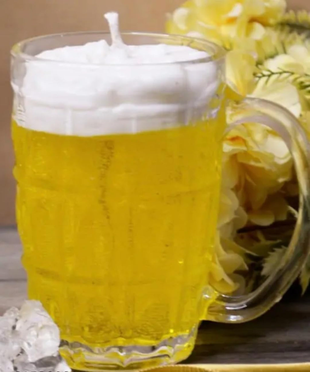 Beer Mug Shaped Candle, Novelty Double Wick, Realistic Frothy Design, Fun Bar Decor Gift