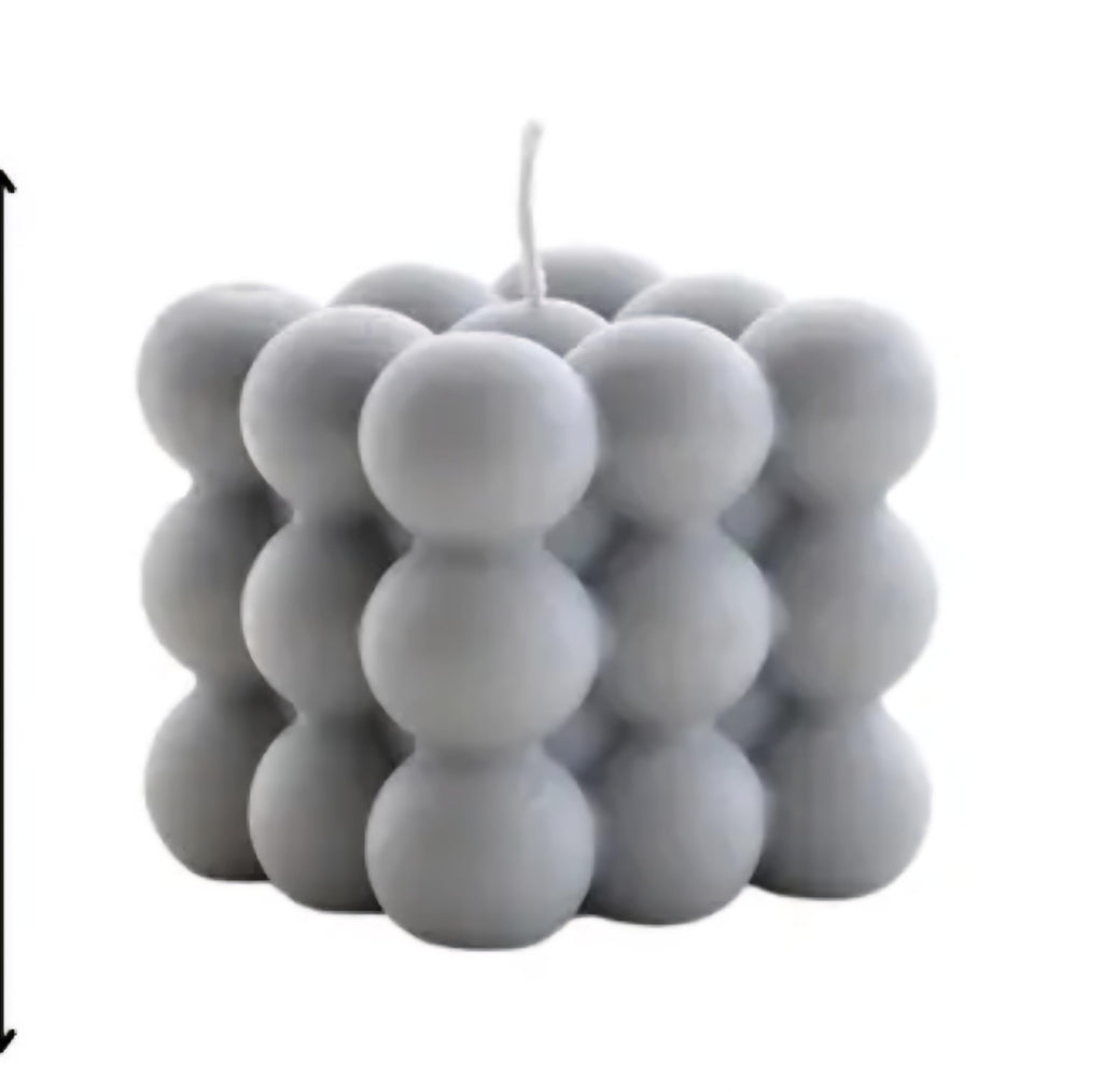 Bubble Cube Decorative Candle, Modern Design, Grey and Mauve, Set of 2