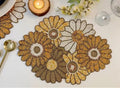 Beaded Sunflower Placemat, Yellow and White Floral Design, Table Decor, Handcrafted Dining Accessory