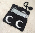 Crochet E-Reader Sleeve, Black and White, Handmade Knit Pouch Compatible with Kindle, Cassette Tape Style