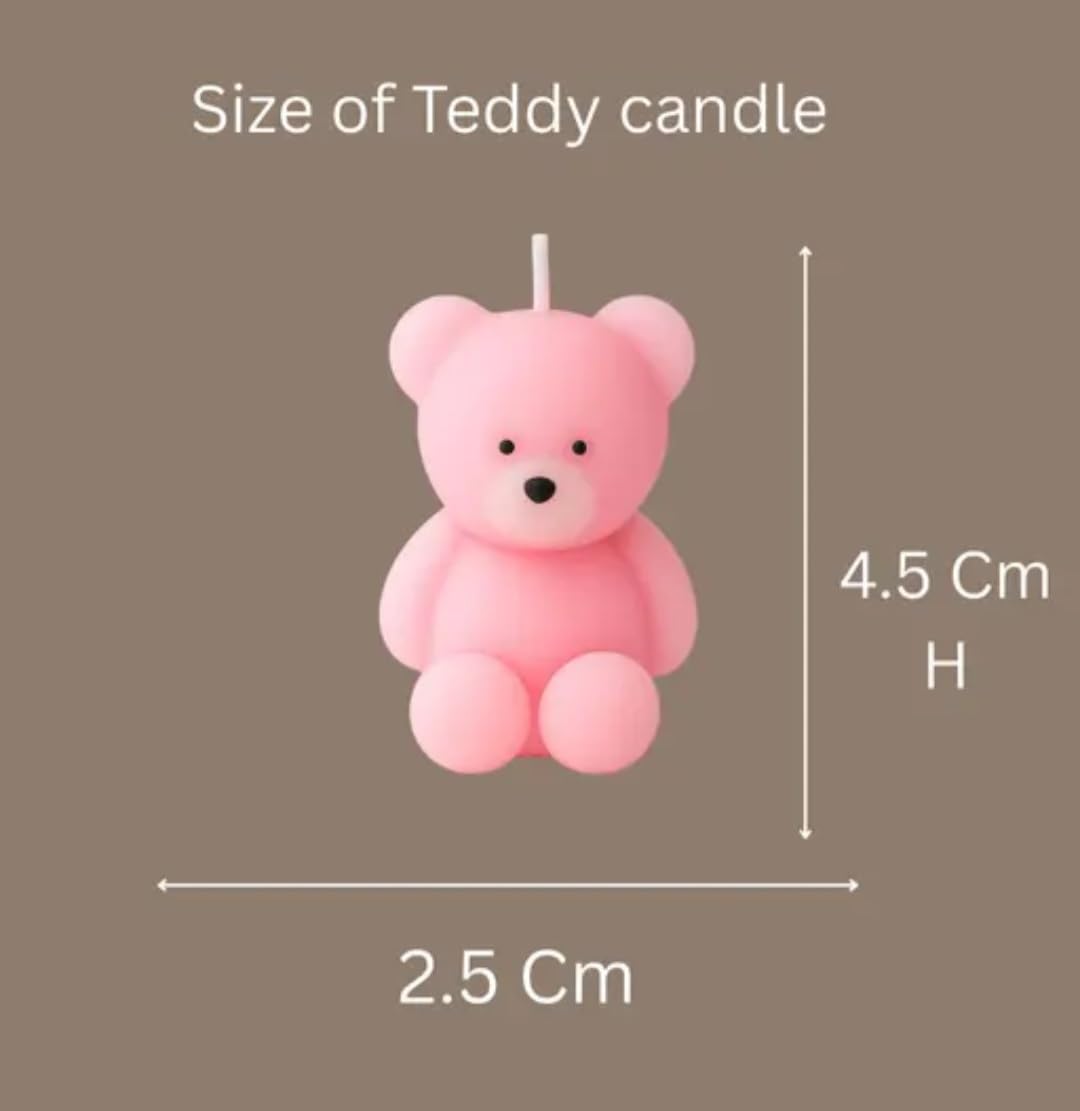 Pink Bear Shaped Candles, Decorative Teddy Bear Design, Cute Novelty Candles