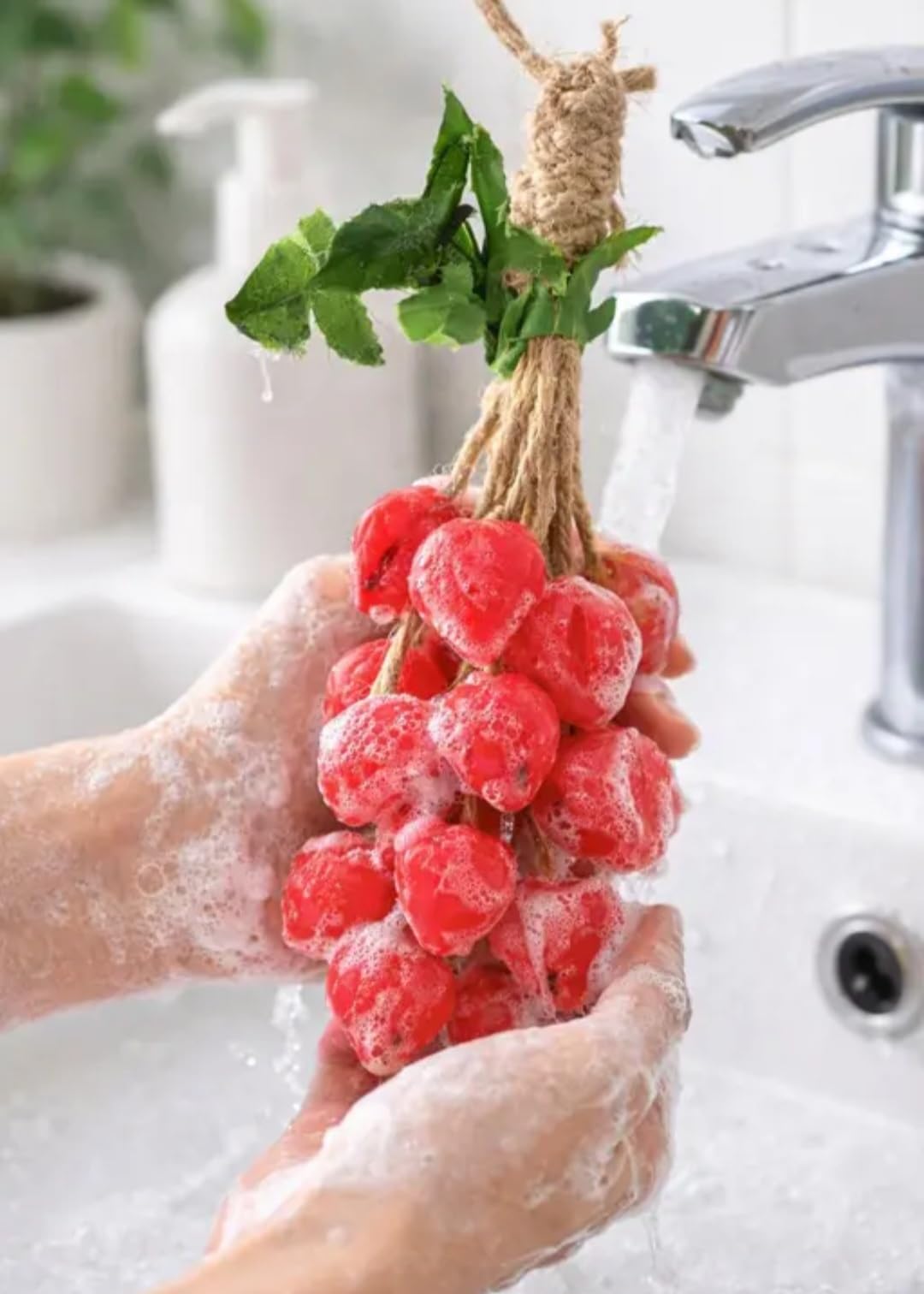 Radish Soap on a Rope, Novelty Vegetable Design, Natural Jute Cord, Kitchen Decor Theme