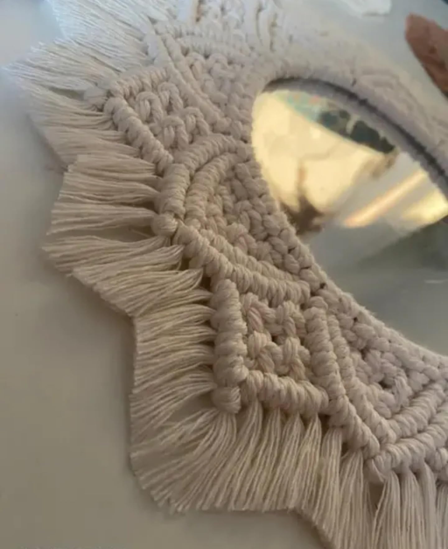 Handmade Macrame Wall Hanging, Cotton Rope Fringe Tapestry, Boho Home Decor, Cream