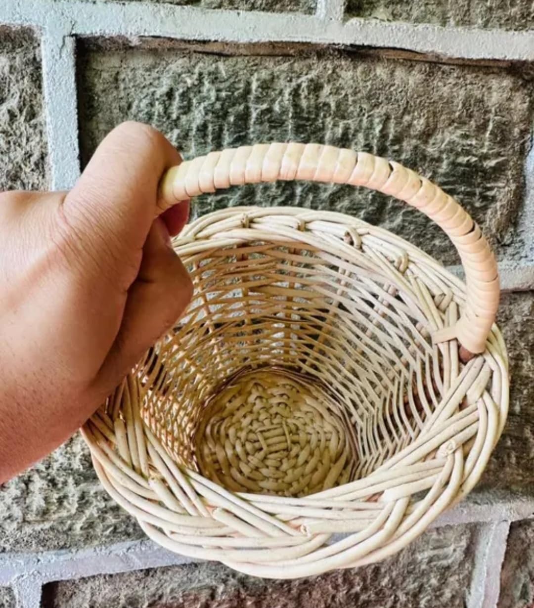 Small Wicker Basket with Handle, Natural Rattan, Handwoven, Gift and Storage Basket