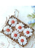 Decorative Daisy Floating Candles, White Petals with Orange Centre, Set of 6, Wedding Party Decor