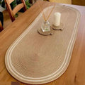 Braided Oval Table Runner, Natural Beige, Woven Cotton Rope, Boho Style, Dining Table Decor