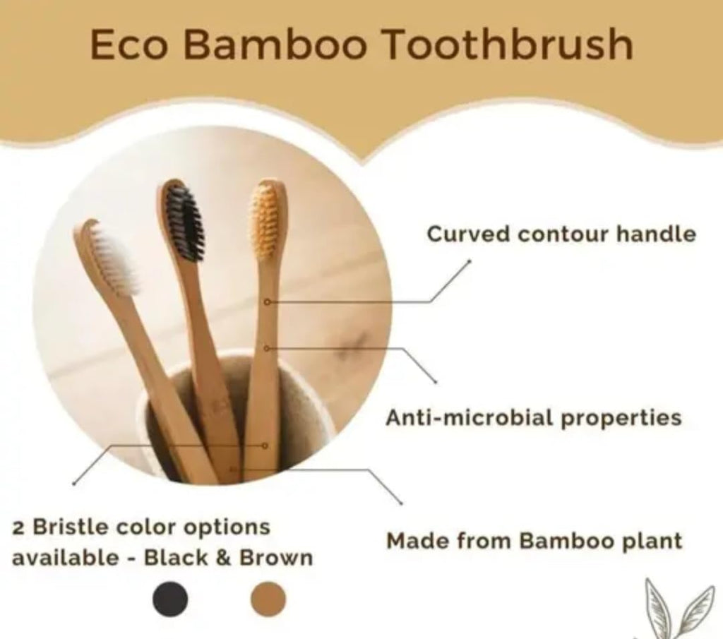 Bamboo Toothbrush, Natural, 10 Pack, Eco-Conscious Oral Care