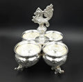 Decorative Silver Dragon Tealight Candle Holder, Glass and Metal, 4-Candle Design, Gothic Fantasy Style