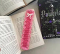 Handmade Crochet Bookmark, Pink, with Bow Detail, Floral Edge, Book Lover Gift, Set of 2