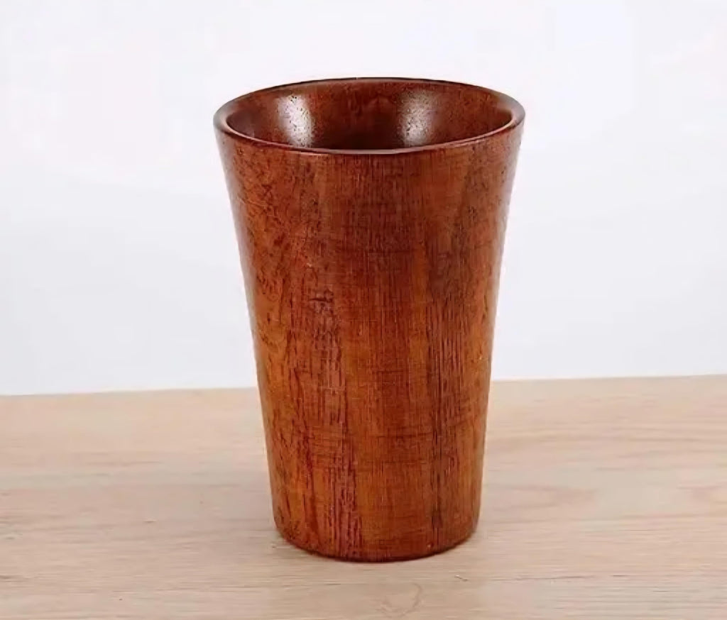 Handcrafted Wooden Cup, Natural Wood Grain Finish, Rustic Brown Tumbler for Tea, Coffee, and Beverages