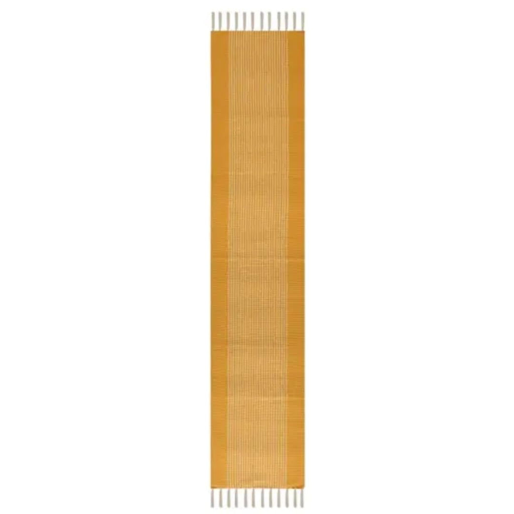 Woven Table Runner, Mustard Yellow, Fringed Ends, Minimalist Style, Dining Table Decor