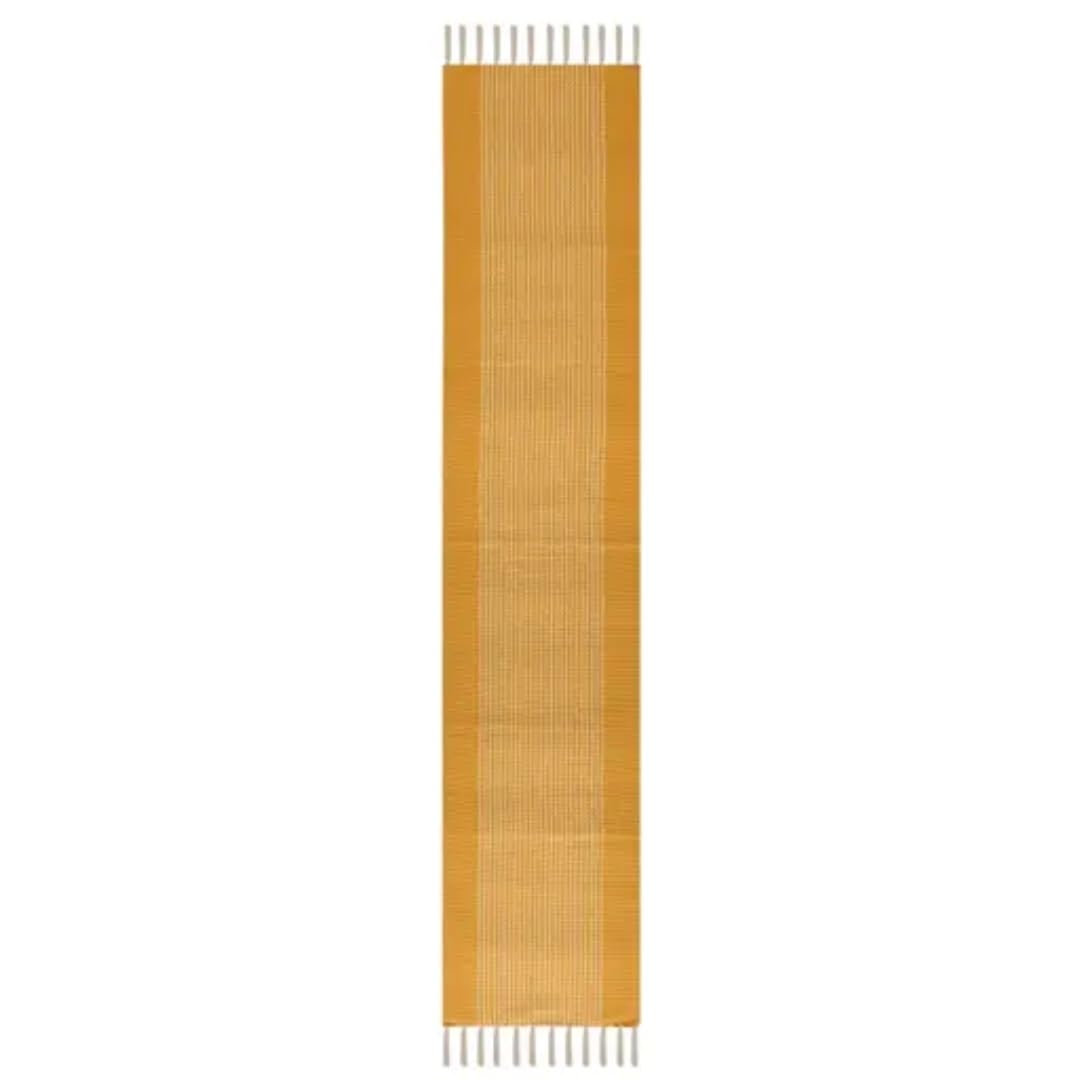 Woven Table Runner, Mustard Yellow, Fringed Ends, Minimalist Style, Dining Table Decor