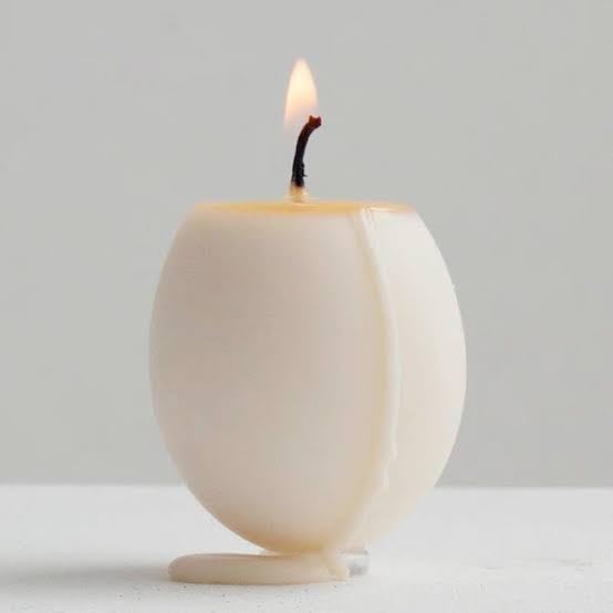 Egg-Shaped White Candles, Set of 10, Decorative Easter Candles with Wooden Display Tray, Home Decorative Candle