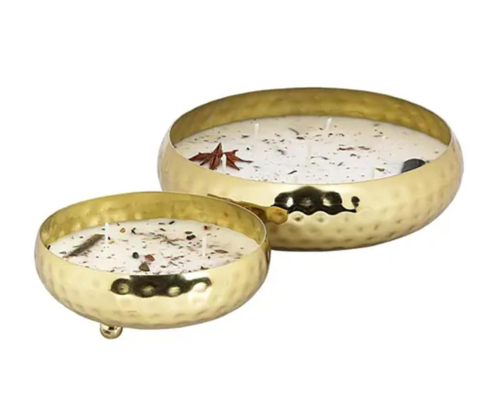 Decorative Soy Wax Floating Candles, White, Handmade Bowl Shape with Dried Flowers, Set of 2, for Home Decor