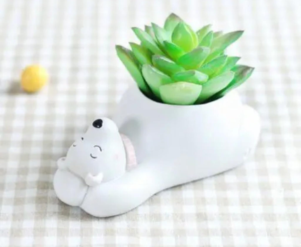 Ceramic Panda Planter Pot Set, White and Black, Succulent Plant Container with Drainage, Decorative Animal Design for Indoor Plants