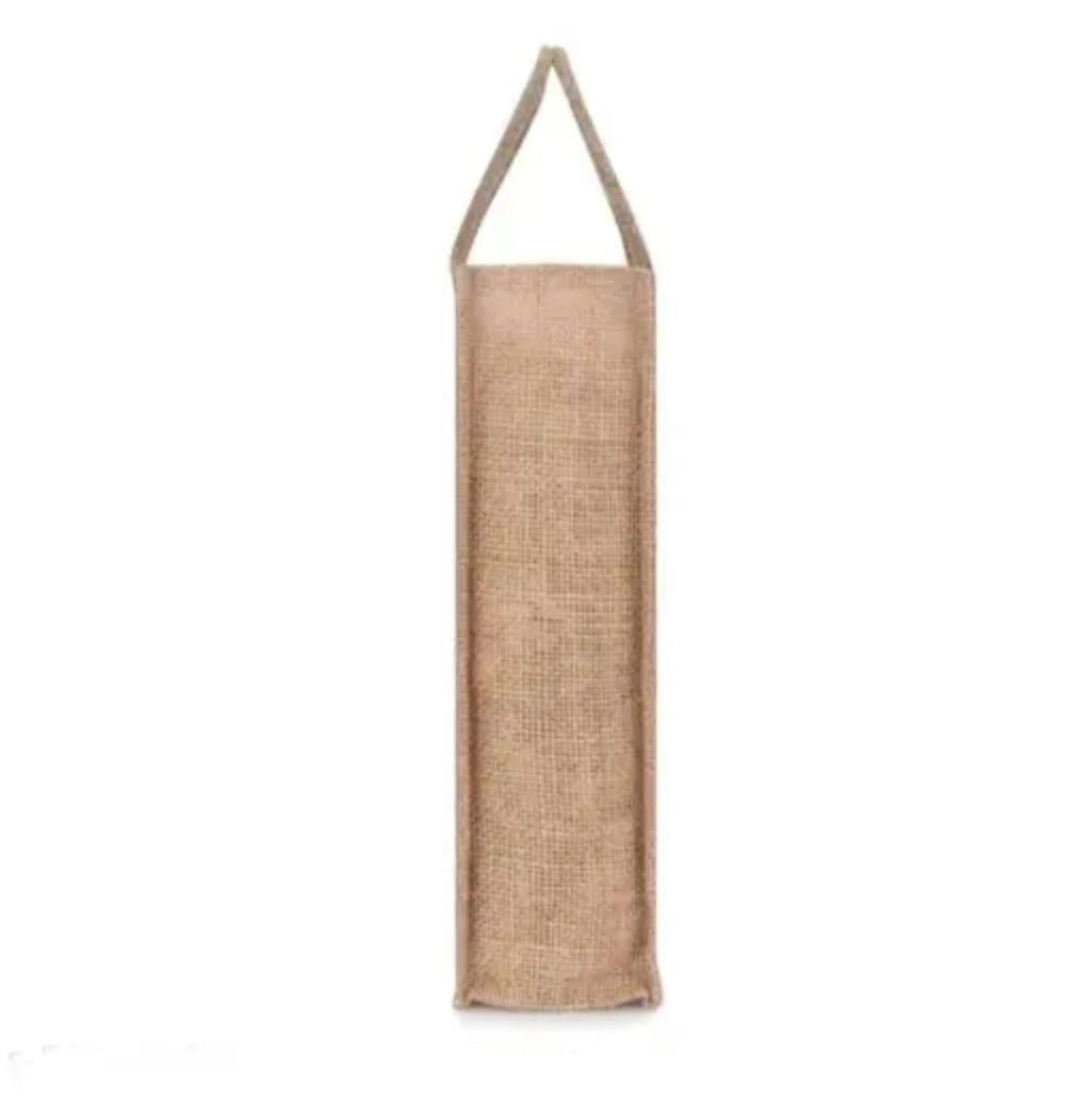 Jute Wine Bottle Bag with Rope Handles, Bohemian Print, Single Bottle Tote