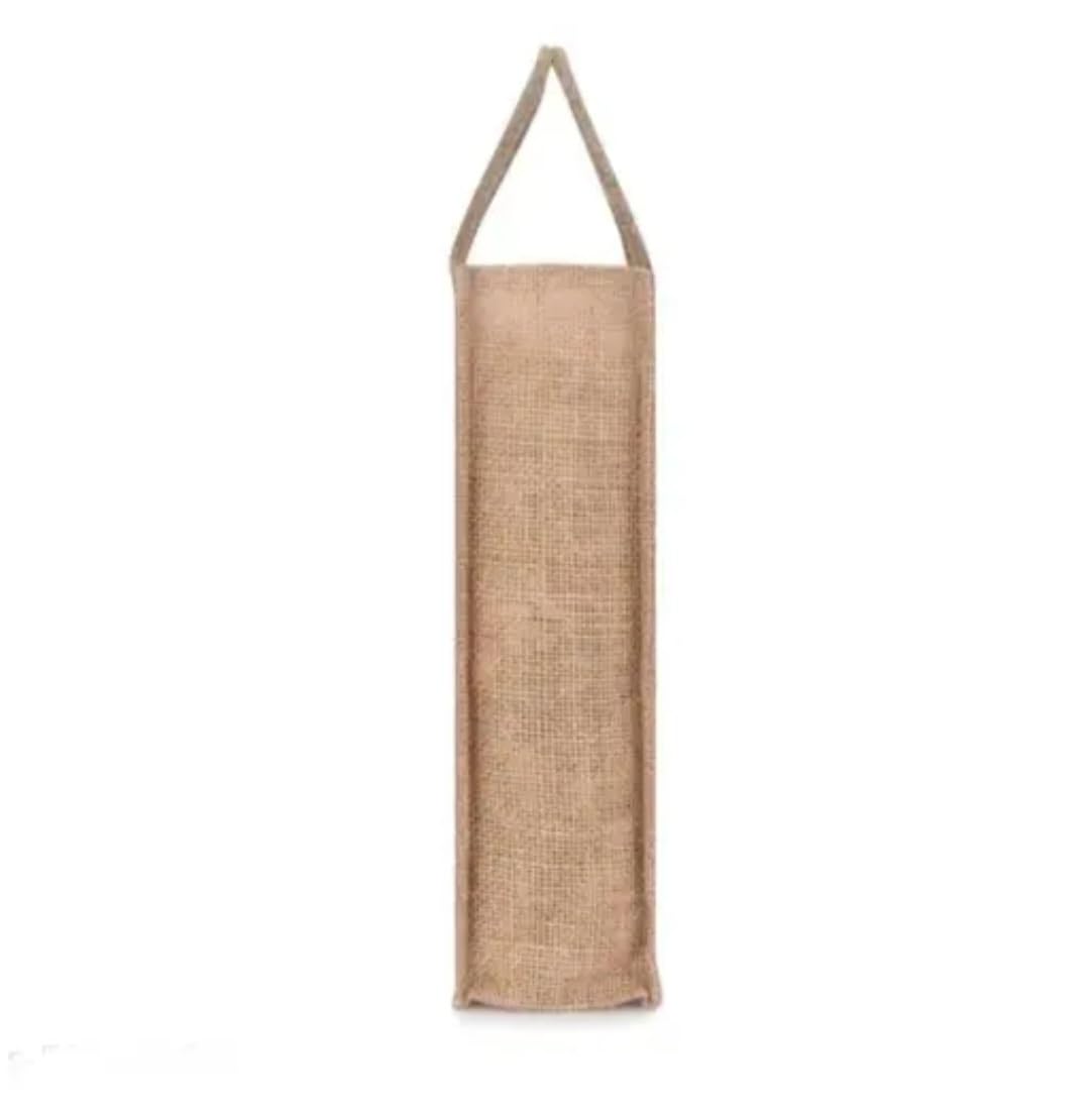 Jute Wine Bottle Bag with Rope Handles, Bohemian Print, Single Bottle Tote