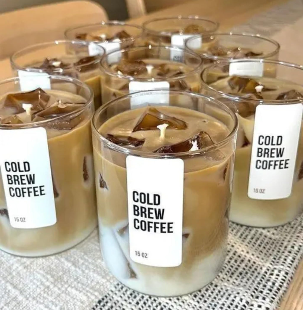 Coffee Scented Candle Set, Iced Matcha Latte and Cold Brew Coffee Fragrances, Glass Jar Candles, 2-Pack