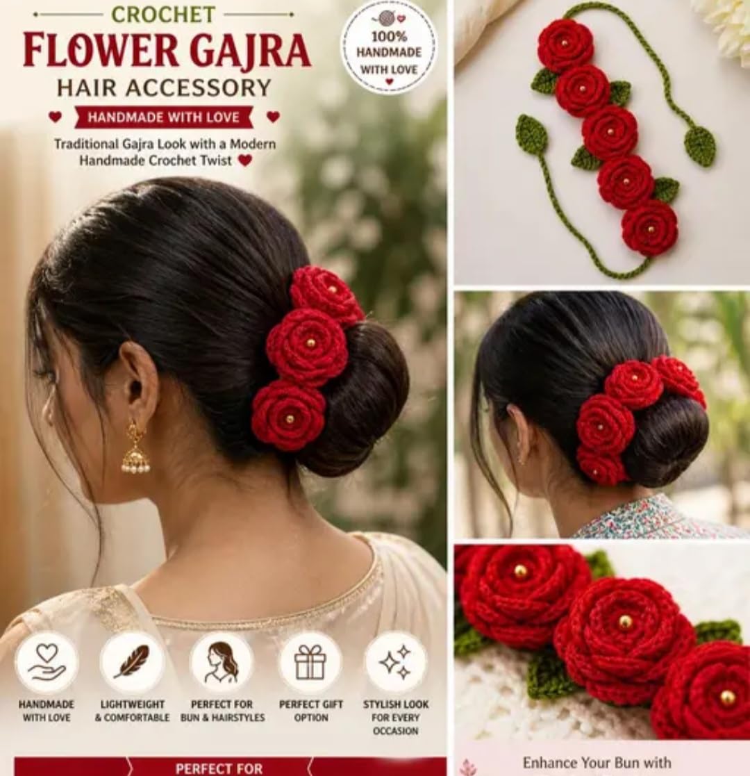 Red Velvet Rose Flower Hair Clip, Bun Accessory for Women, Floral Hair Pin