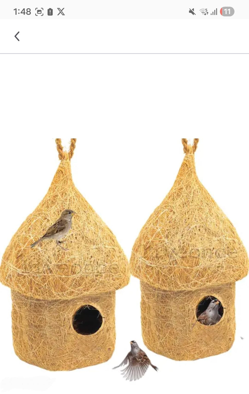 Handwoven Grass Bird Nest House, Natural Fiber Hanging Birdhouse for Sparrows, Outdoor Garden Decor