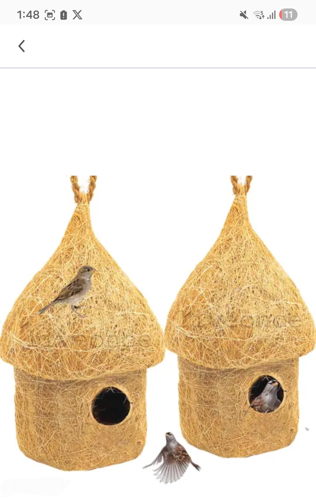 Handwoven Grass Bird Nest House, Natural Fiber Hanging Birdhouse for Sparrows, Outdoor Garden Decor