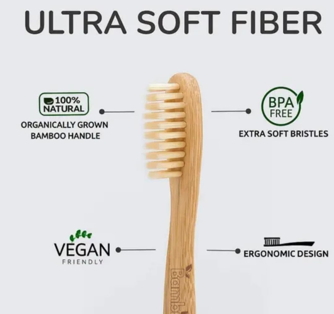 Bamboo Toothbrush, Natural, 10 Pack, Eco-Conscious Oral Care