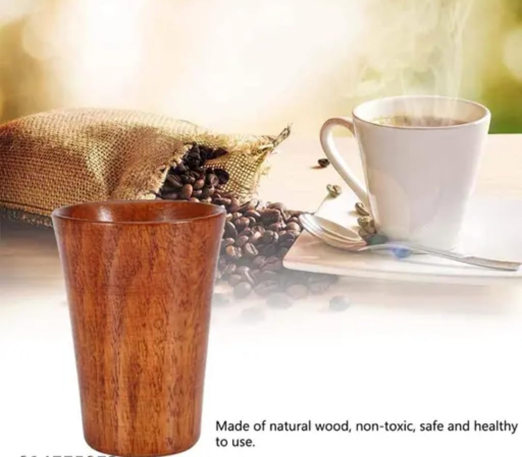 Handcrafted Wooden Cup, Natural Wood Grain Finish, Rustic Brown Tumbler for Tea, Coffee, and Beverages
