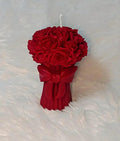 Red Rose Bouquet Candle, Decorative Flower Design with Bow, Romantic Theme