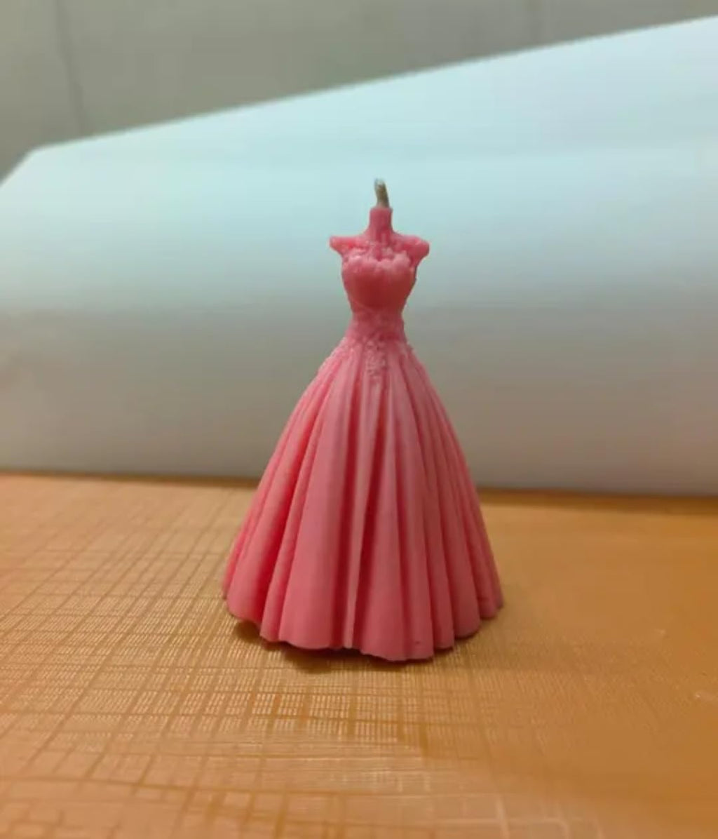 Pink Princess Dress Candle, Ball Gown Shape, Decorative Wax Figurine