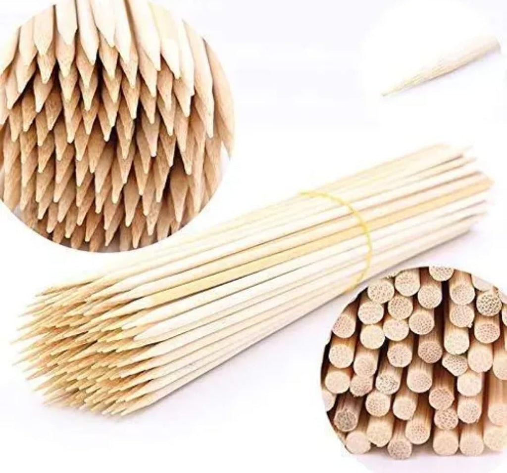 Bamboo Skewers for Grilling, Natural Wood, BBQ Kabob Sticks for Vegetables and Meat