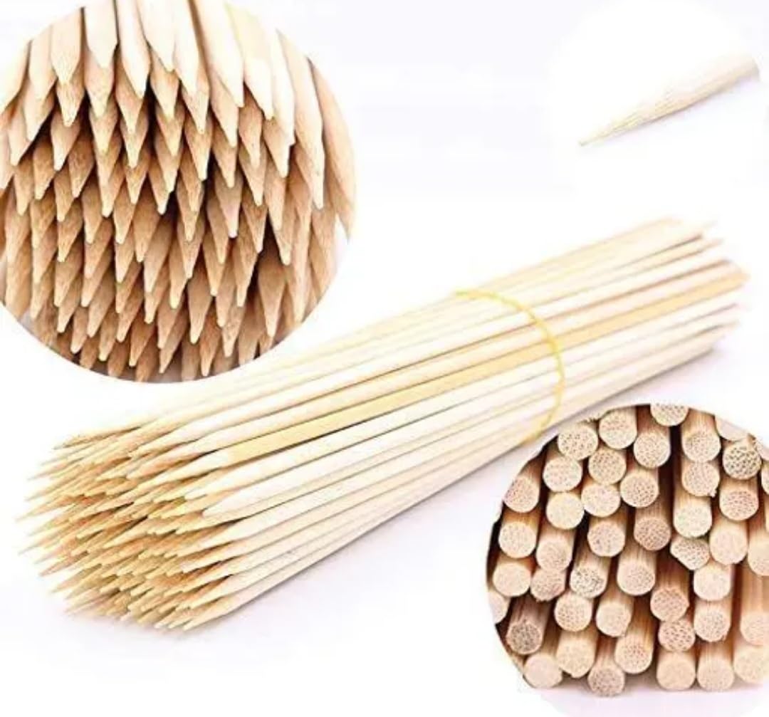 Bamboo Skewers for Grilling, Natural Wood, BBQ Kabob Sticks for Vegetables and Meat