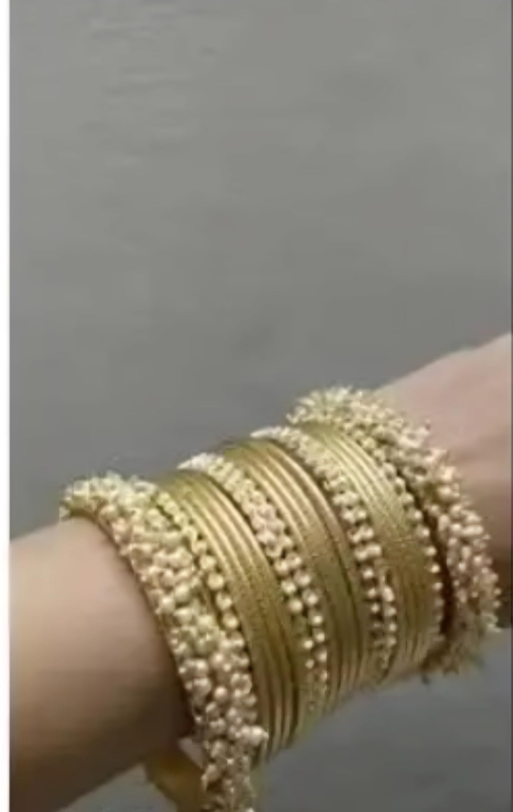 Gold-Tone Pearl Beaded Bangles Set, Traditional Indian Bridal Chura, Festive Occasion