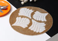 Beaded Oval Placemat, Gold and White, Leaf Design, Handcrafted Table Decor