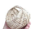 Small Wicker Basket with Handle, Round, Natural Woven Rattan, Miniature Decorative Storage
