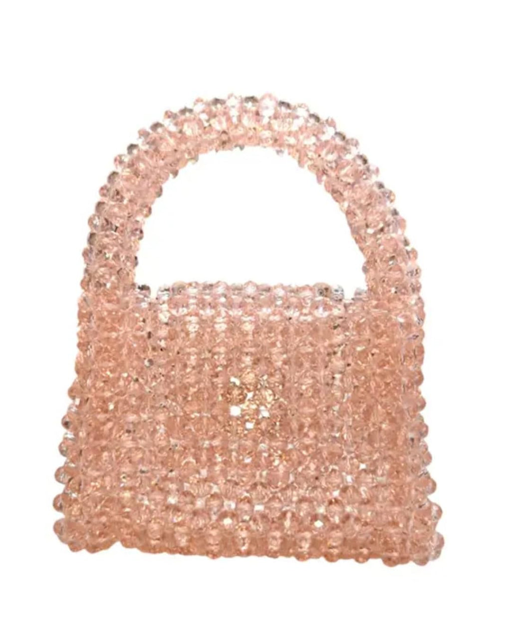 Crystal Beaded Handbag, Pink, Top Handle Bag, Sparkling Evening Purse