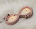 Wooden Candle Holder, Pink, You & Me Text, Double Tealight Holder, Romantic Decor