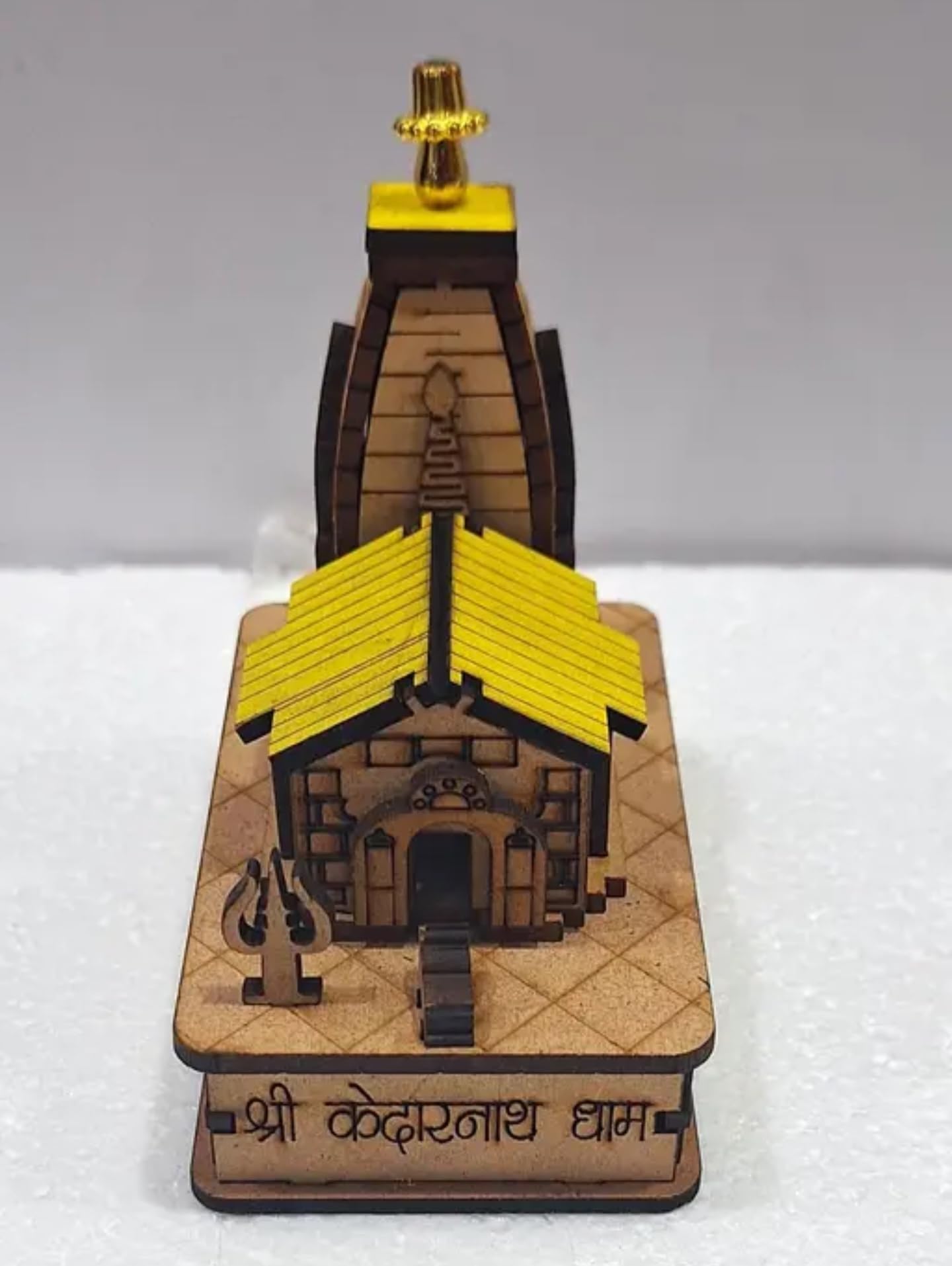 Wooden Temple Model Set, Hindu Mandir Design with Kedarnath and Ram Temple, Religious Decor, Brown and Gold, Laser Cut MDF, Traditional Style. Ram Mandir and Kedarnath dham