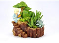 Decorative Succulent Planter with Tree Design, Rustic Wood Look Container, Garden Figurine Ornament for Indoor Plants