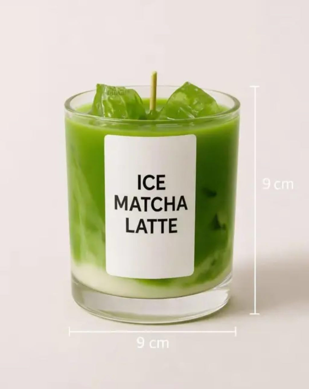 Ice Matcha Latte Candle, Green Tea Scented, Decorative Glass Jar with Realistic Design