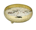Decorative Gold Hammered Metal Citronella Candle Bowl with Feet, White Wax with Botanical Herbs