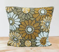 Beaded Floral Decorative Throw Pillow Cover, Yellow and White Flowers, Handcrafted Design