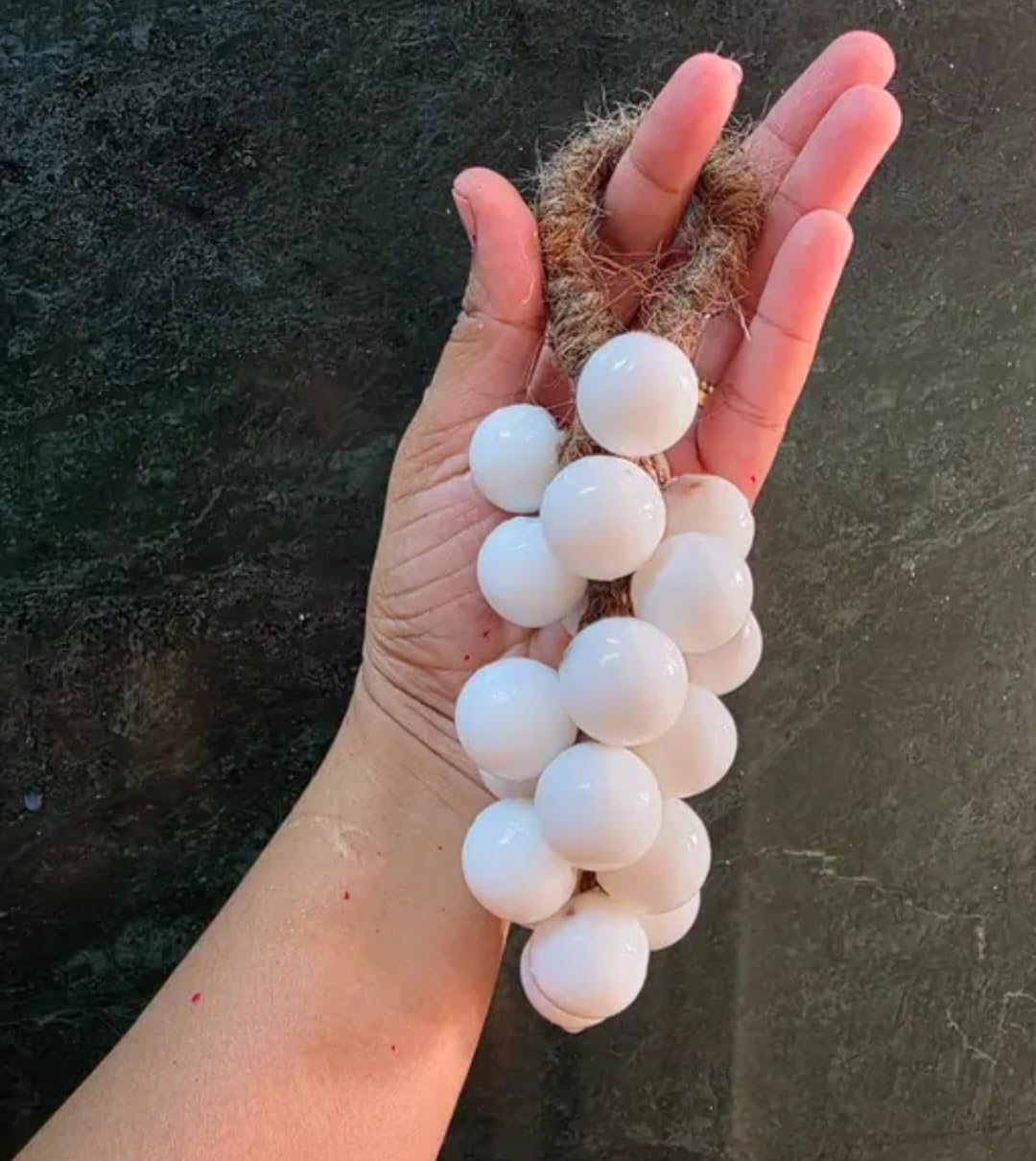 Grape Shaped Soap on Rope, White, Decorative Bathroom Accessory, Natural Jute Cord
