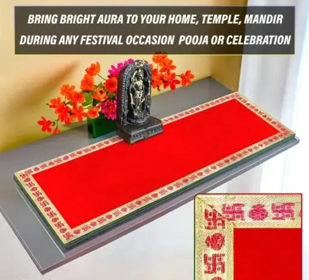 Traditional Red Carpet Runner with Decorative Border Pattern, Ceremonial Event Aisle Mat