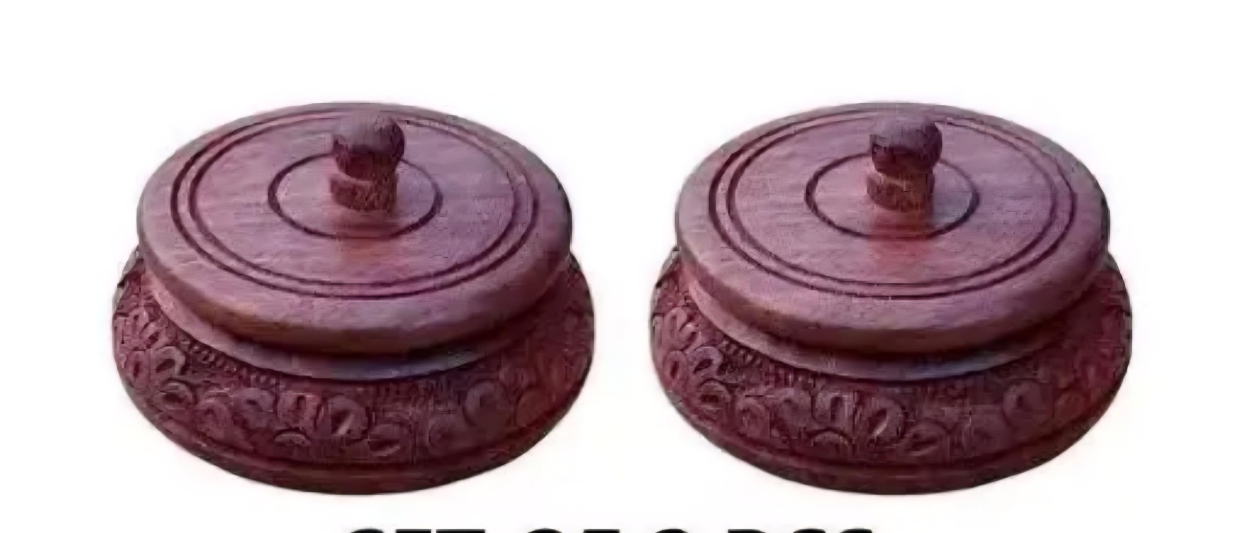 Handcrafted Wooden Sindoor Box with Lid, Red Interior, Carved Design, Traditional Indian Kumkum Container