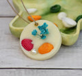 Wax scented sachet, perfume,Handmade Seashell Wax sachet, White with Turquoise Flowers, Red and Orange Shell Decorations, Beach Theme