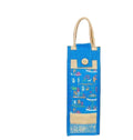 Jute Water Bottle Bag, Blue, Warli Print, Rope Handle with Button Closure, Reusable Carrier Tote