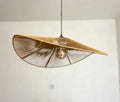 Bamboo Pendant Light, Natural, Handwoven Rattan Shade, Asian Hat Design, Hanging Ceiling Fixture